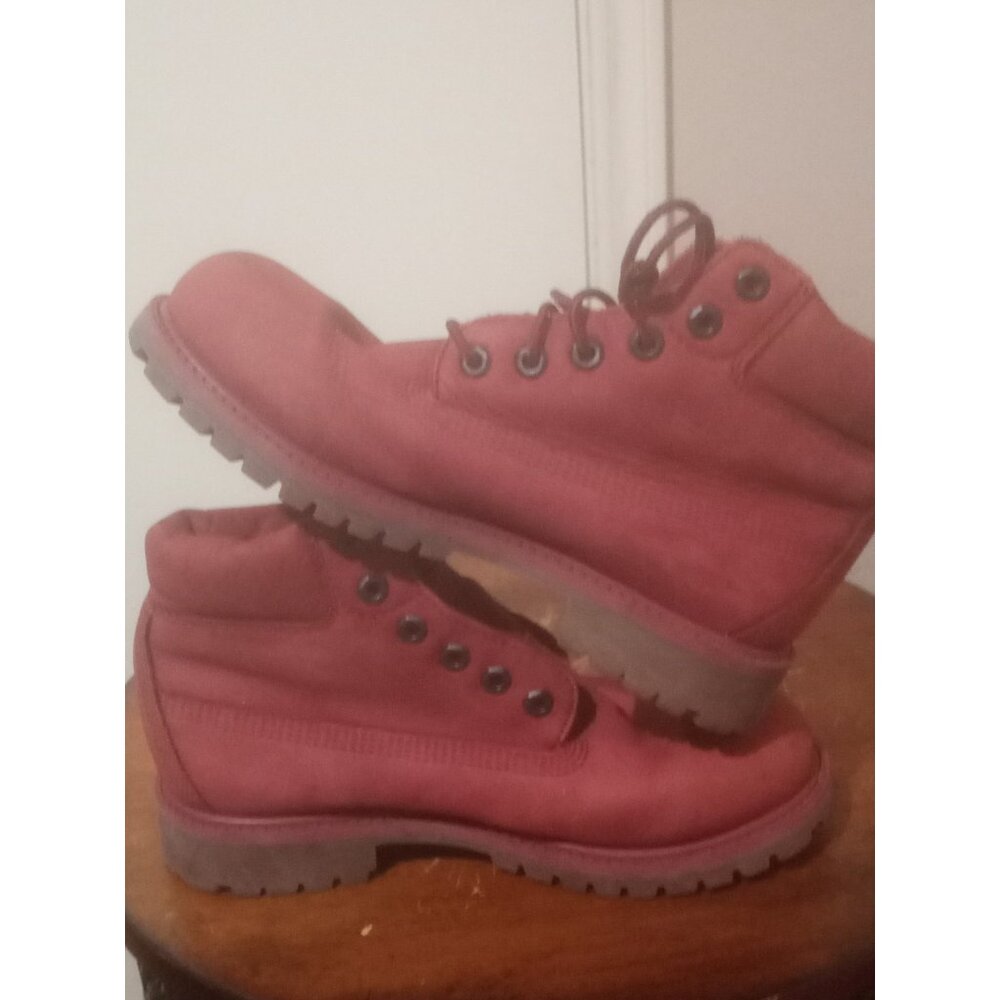 Timberland Premium Waterproof Boots Red Youth Boys Suede Sz 3 - Picture 10 of 13